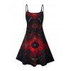 Gothic Dress Moon Star Astrology Magic Circle Print Spaghetti Strap Mini Dress - Noir XXXXXL | US 20