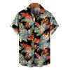 Men's Hawaiian Vacation Shirt Tropical Hibiscus Floral Leaf Print Button Up Shirt - Noir 5XL