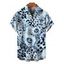 Men's Vacation Shirt Ink Painting Rose Floral Leopard Print Button Up Shirt - Bleu Poudre 5XL