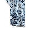 Men's Vacation Shirt Ink Painting Rose Floral Leopard Print Button Up Shirt - Bleu Poudre 5XL
