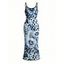 Vacation Dress Ink Painting Rose Floral Leopard Print Spaghetti Strap Maxi Bodycon Dress - Bleu Poudre XXL | US 14