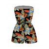 Vacation Hawaiian Couple Outfit Tropical Hibiscus Floral Leaf Print Pocket Off the Shoulder Romper and Shirt Set - Noir S | US 4