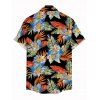Vacation Hawaiian Couple Outfit Tropical Hibiscus Floral Leaf Print Pocket Off the Shoulder Romper and Shirt Set - Noir S | US 4