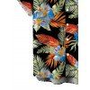 Vacation Hawaiian Couple Outfit Tropical Hibiscus Floral Leaf Print Pocket Off the Shoulder Romper and Shirt Set - Noir S | US 4