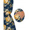 Hawaiian Vacation Couple Outfit Yellow Rose Floral Leaf Print Pocket Off the Shoulder Romper and Shirt Set - Bleu de Minuit S | US 4