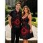 Gothic Couple Outfit Moon Star Astrology Magic Circle Print Spaghetti Strap Mini Dress and Shirt Set - Noir S | US 4