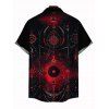Gothic Couple Outfit Moon Star Astrology Magic Circle Print Spaghetti Strap Mini Dress and Shirt Set - Noir S | US 4
