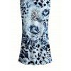 Vacation Couple Outfit Ink Painting Rose Floral Leopard Print Spaghetti Strap Maxi Bodycon Dress and Shirt Set - Bleu Poudre S | US 4