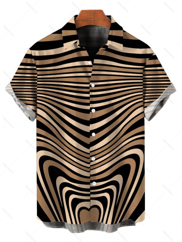 Bohemian Couple Outfit Colorblock Heart Shaped Swirl Geometric Print Spaghetti Strap Maxi Bodycon Dress and Shirt Set - multicolor S | US 4