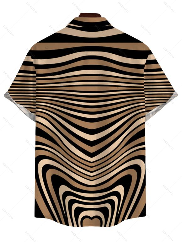 Men's Bohemian Shirt Colorblock Heart Shaped Swirl Geometric Print Button Up Shirt - multicolor 5XL