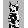 Casual Dress Colorblock Abstract Irregular Geometric Print Spaghetti Strap Maxi Bodycon Dress - Noir M | US 6