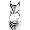 Vacation Dress Fluid Swirl Abstract Print Spaghetti Strap Maxi Bodycon Dress - Noir L | US 8-10