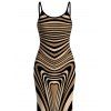 Bohemian Dress Colorblock Heart Shaped Swirl Geometric Print Spaghetti Strap Maxi Bodycon Dress - multicolor S | US 4
