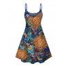 Bohemian Couple Outfit Celestial Sun Moon Ethnic Print Spaghetti Strap Mini Dress and Shirt Set - multicolor S | US 4