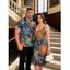 Bohemian Couple Outfit Celestial Sun Moon Ethnic Print Spaghetti Strap Mini Dress and Shirt Set - multicolor S | US 4
