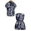 Hawaiian Vacation Couple Outfit Tropical Pineapple Print Pocket Off the Shoulder Romper and Shirt Set - Cadetblue S | US 4