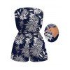 Hawaiian Vacation Couple Outfit Tropical Pineapple Print Pocket Off the Shoulder Romper and Shirt Set - Cadetblue S | US 4