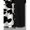 Men's Casual Shirt Contrast Color Abstract Irregular Geometric Print Button Up Shirt - Noir 5XL