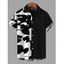 Men's Casual Shirt Contrast Color Abstract Irregular Geometric Print Button Up Shirt - Noir 5XL