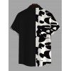 Men's Casual Shirt Contrast Color Abstract Irregular Geometric Print Button Up Shirt - Noir 5XL