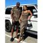Bohemian Couple Outfit Colorblock Heart Shaped Swirl Geometric Print Spaghetti Strap Maxi Bodycon Dress and Shirt Set - multicolor S | US 4