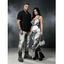 Vacation Couple Outfit Fluid Swirl Abstract Print Spaghetti Strap Maxi Bodycon Dress and Solid Color Geometric Hollow Out Shirt Set - Noir S | US 4