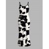 Casual Couple Outfit Abstract Irregular Geometric Print Spaghetti Strap Maxi Bodycon Dress and Contrast Color Shirt Set - Noir S | US 4