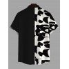 Casual Couple Outfit Abstract Irregular Geometric Print Spaghetti Strap Maxi Bodycon Dress and Contrast Color Shirt Set - Noir S | US 4