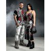 Gothic Couple Outfit Skeleton Skulls Rose Print Spaghetti Strap Maxi Bodycon Dress and Shirt Set - Noir S | US 4