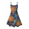 Bohemian Dress Celestial Sun Moon Ethnic Print Spaghetti Strap Mini Vacation Dress - multicolor XXXXXL | US 20