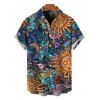 Men's Bohemian Shirt Celestial Sun Moon Ethnic Print Button Up Vacation Shirt - multicolor 5XL