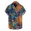 Men's Bohemian Shirt Celestial Sun Moon Ethnic Print Button Up Vacation Shirt - multicolor 5XL