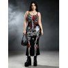 Gothic Dress Skeleton Skulls Rose Print Spaghetti Strap Maxi Bodycon Dress - Noir XXL | US 14