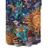 Men's Bohemian Shirt Celestial Sun Moon Ethnic Print Button Up Vacation Shirt - multicolor 5XL