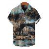 Men's Vacation Shirt Vintage European Water Town Oil Painting Print Button Up Shirt - multicolor 5XL