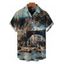 Men's Vacation Shirt Vintage European Water Town Oil Painting Print Button Up Shirt - multicolor 5XL