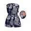 Hawaiian Vacation Romper Tropical Pineapple Print Pocket Off the Shoulder Romper - Cadetblue XXL | US 14