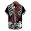 Men's Gothic Shirt Skeleton Skulls Rose Print Button Up Shirt - Noir 5XL