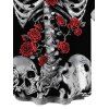 Men's Gothic Shirt Skeleton Skulls Rose Print Button Up Shirt - Noir 5XL