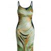Vacation Dress Fluid Swirl Abstract Print Spaghetti Strap Maxi Bodycon Dress - Vert L | US 8-10