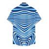 Men's Bohemian Shirt Colorblock Heart Shaped Swirl Geometric Print Button Up Shirt - Bleu L