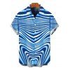Men's Bohemian Shirt Colorblock Heart Shaped Swirl Geometric Print Button Up Shirt - Bleu L