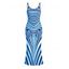 Bohemian Dress Colorblock Heart Shaped Swirl Geometric Print Spaghetti Strap Maxi Bodycon Dress - multicolor S | US 4