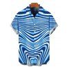 Bohemian Couple Outfit Colorblock Heart Shaped Swirl Geometric Print Spaghetti Strap Maxi Bodycon Dress and Shirt Set - Bleu S | US 4