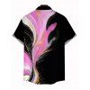 Men's Vacation Shirt Abstract Metallic Gold Ink Wash Print Button Up Shirt - Noir 5XL