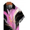 Men's Vacation Shirt Abstract Metallic Gold Ink Wash Print Button Up Shirt - Noir 5XL
