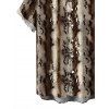 Men's Vacation Shirt Vintage Coffee Snake Skin Print Button Up Shirt - marron foncé 5XL