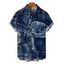 Men's Vacation Shirt 3D Faux Demin Patchwork Print Button Up Shirt - Bleu profond 5XL