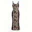 Vacation Dress Vintage Coffee Snake Skin Print Spaghetti Strap Maxi Bodycon Dress - marron foncé XXL | US 14