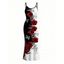 Vacation Dress Contrast Color Butterfly Rose Print Spaghetti Strap Maxi Bodycon Dress - Concorde XXL | US 14